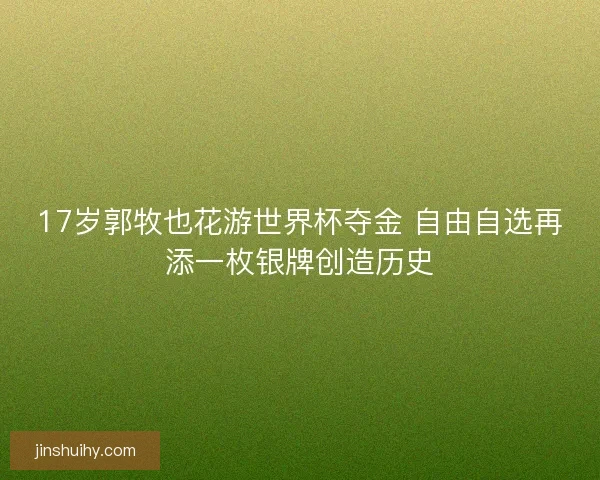 17岁郭牧也花游世界杯夺金 自由自选再添一枚银牌创造历史