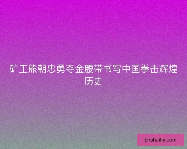 矿工熊朝忠勇夺金腰带书写中国拳击辉煌历史
